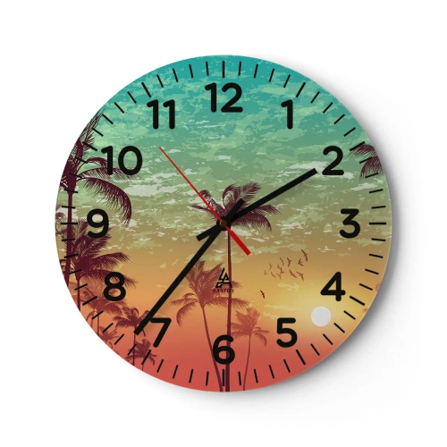 Reloj de pared - Reloj de vidrio - Ambientes tropicales - 30x30 cm