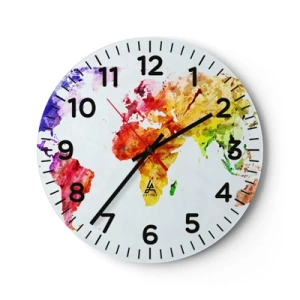 Reloj de pared - Reloj de vidrio - Todos los colores del mundo - 40x40 cm