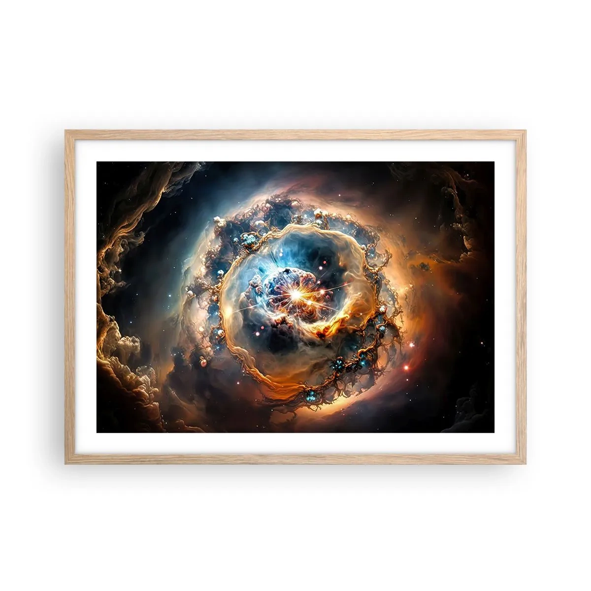 Póster en marco roble claro - El inicio de todo - 70x50 cm