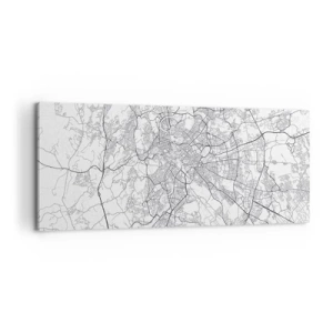 Cuadro sobre lienzo - Impresión de Imagen - Un mapa de la ciudad en estilo minimalista con líneas delicadas. - 120x50cm - El círculo romano - Decoración de pared moderna para salón y dormitorio ARTTOR