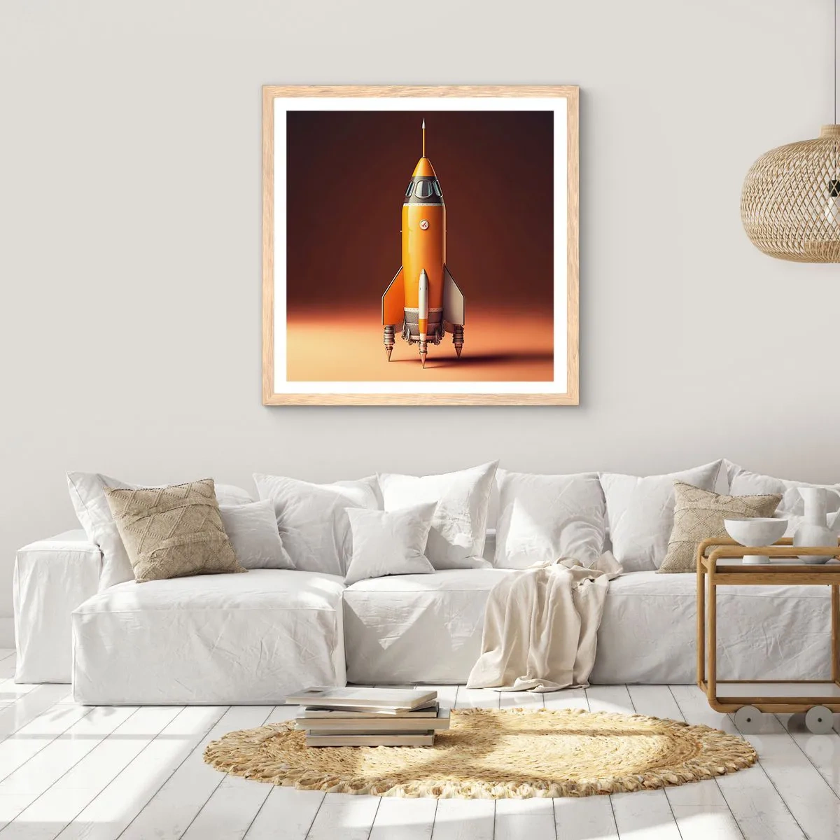 Póster en marco roble claro - Comienza con un sueño - 40x40 cm