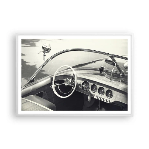 Póster en marco blanco - Tiempo para los ricos - 100x70 cm