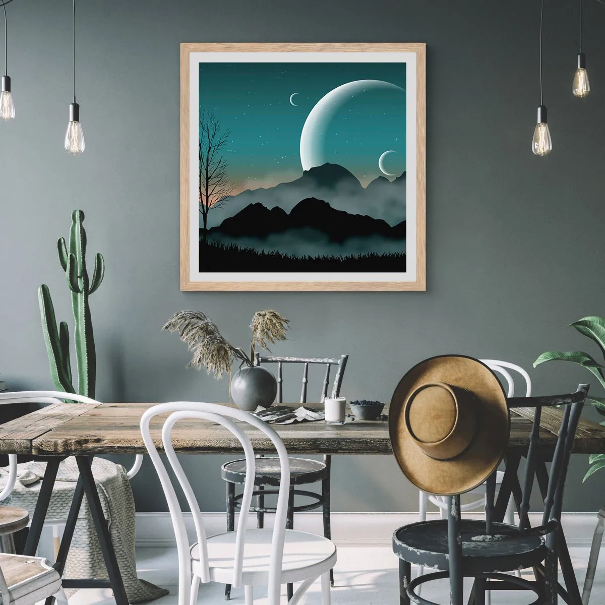 Póster en marco roble claro - Un carnaval de noche estrellada - 50x50 cm