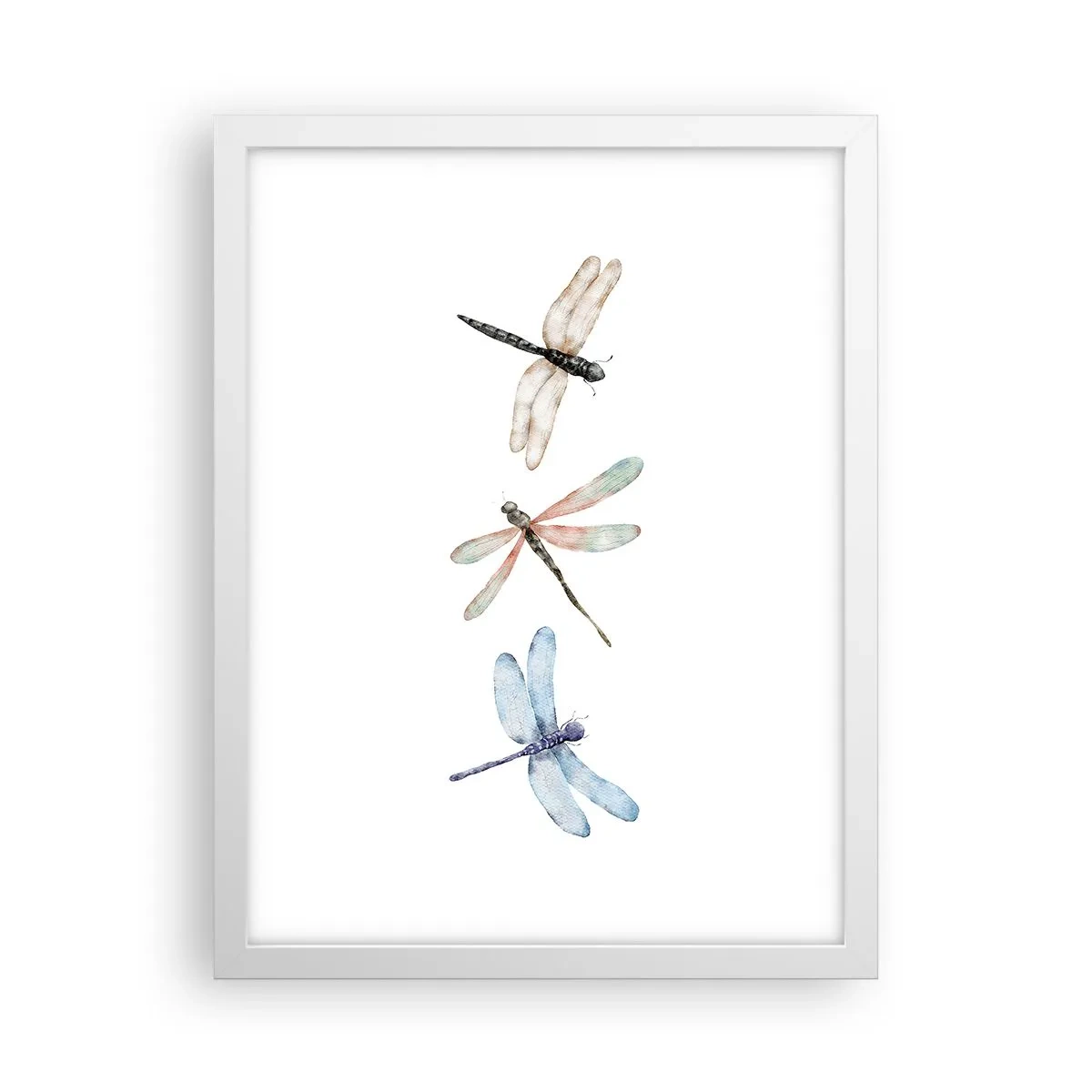 Póster en marco blanco - Libélulas ingrávidas - 30x40 cm