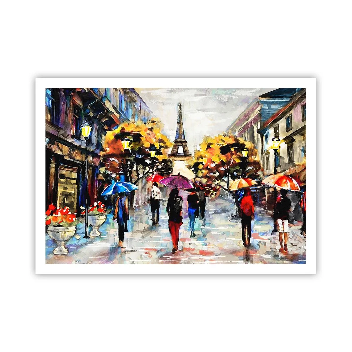 Póster - Un paseo otoñal por París con vistas a la Torre Eiffel - 100x70cm - Especialmente hermoso en otoño - Decoración de pared moderna para salón y dormitorio ARTTOR