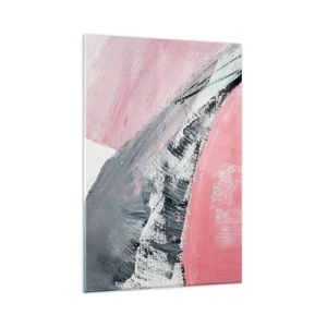 Cuadro sobre vidrio - Impresiones sobre Vidrio - Una composición abstracta en tonos rosa y gris. - 80x120cm - Composición a juego - Decoración de pared moderna para salón y dormitorio ARTTOR