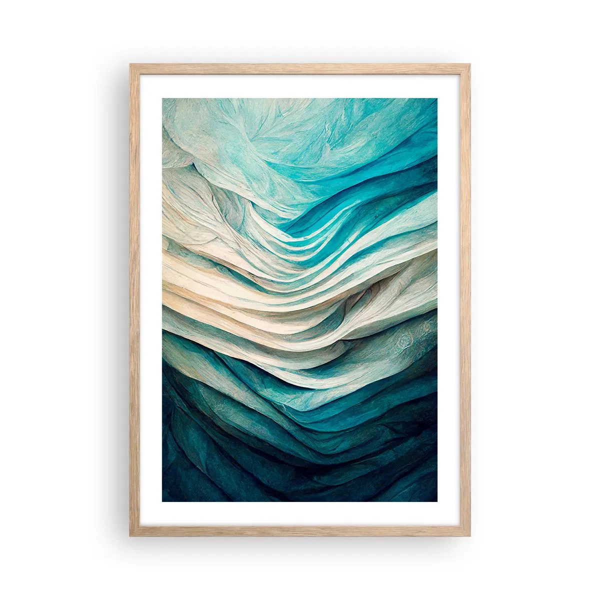 Póster en marco roble claro - Azul insaciable - 50x70 cm