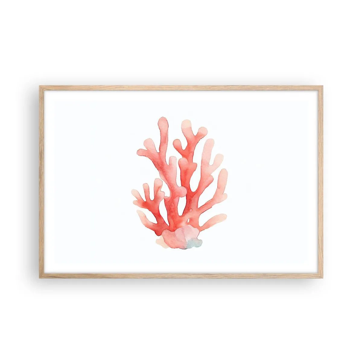 Póster en marco roble claro - La hermosura del color coral - 91x61 cm