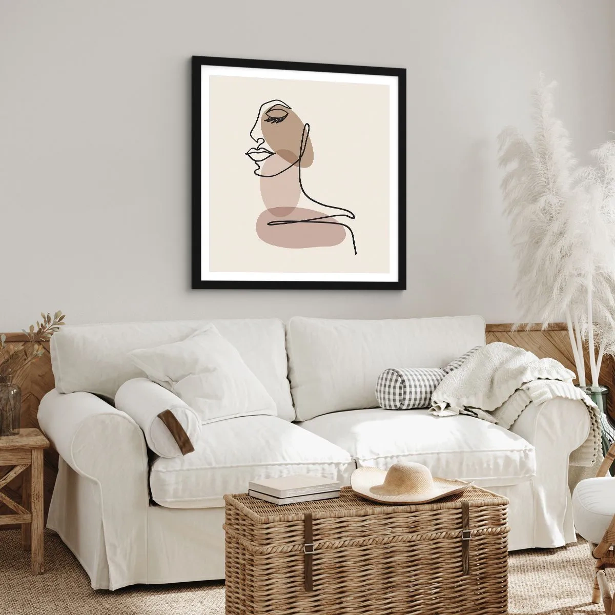 Póster en marco negro - Una línea de hermosura - 60x60 cm