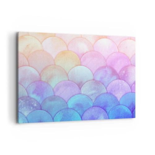 Cuadro sobre lienzo - Impresión de Imagen - Escamas abstractas en tonos pastel - 120x80cm - Concha de perla - Decoración de pared moderna para salón y dormitorio ARTTOR