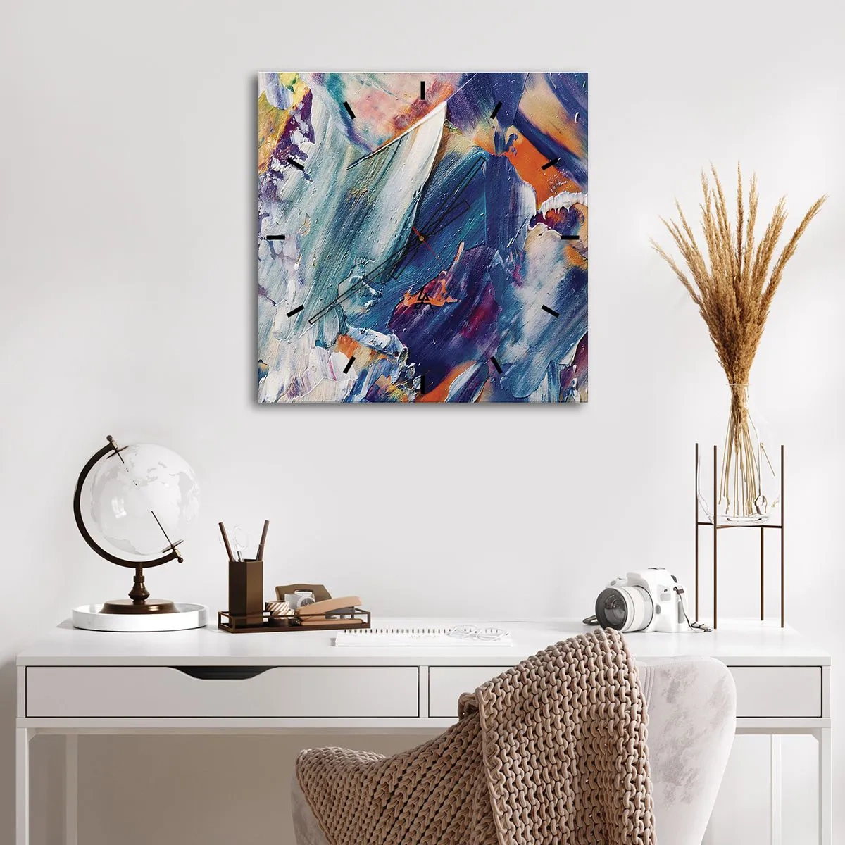 Reloj de pared - Reloj de vidrio - Confusión de colores - 40x40 cm