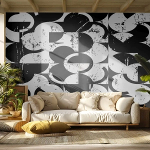 Fotomural Premium Sand - Patrón geométrico abstracto en blanco y negro - 100x70cm - El blanco es blanco y el negro es negro - Decoración de pared moderna para salón y dormitorio ARTTOR