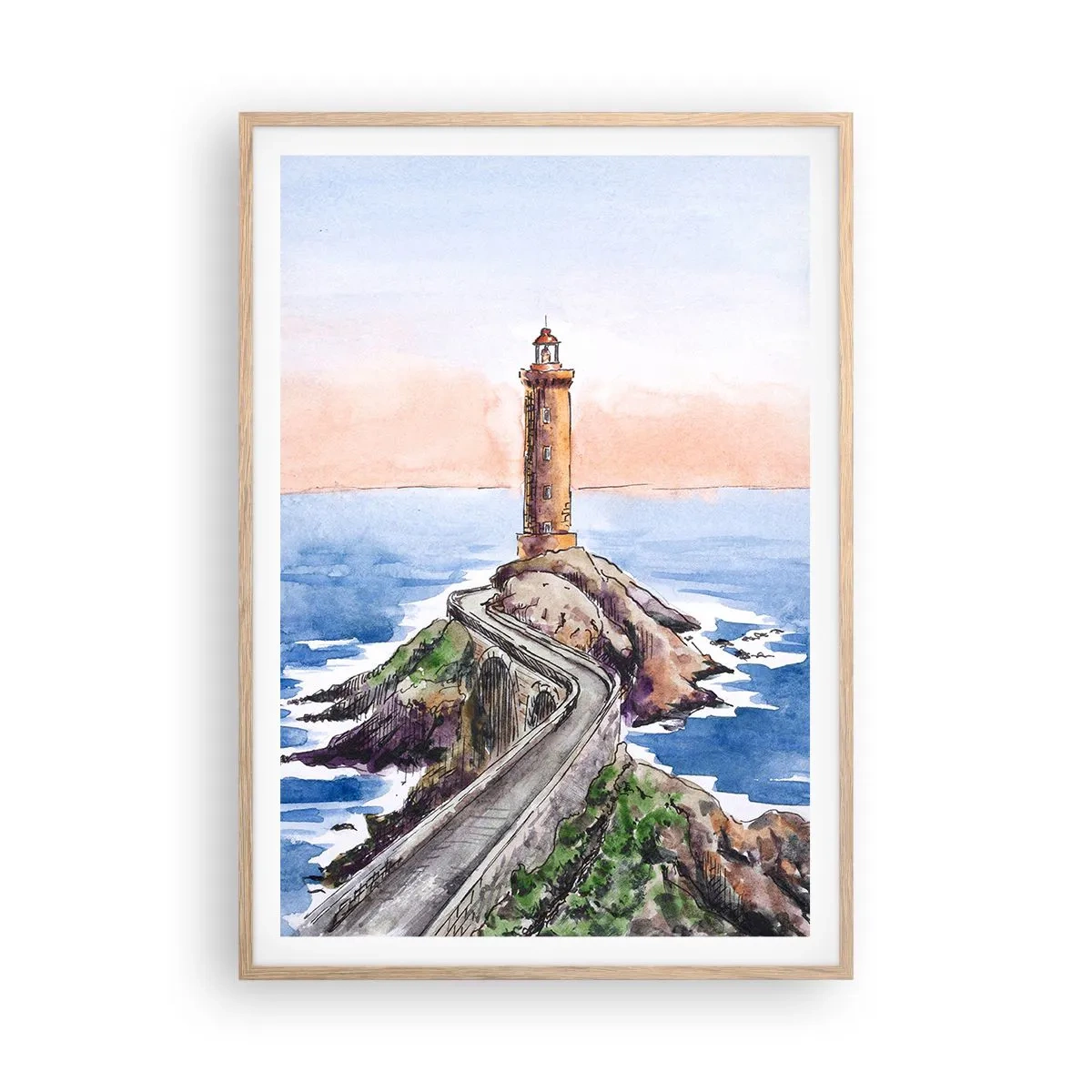 Póster en marco roble claro - Frente al mar - 70x100 cm