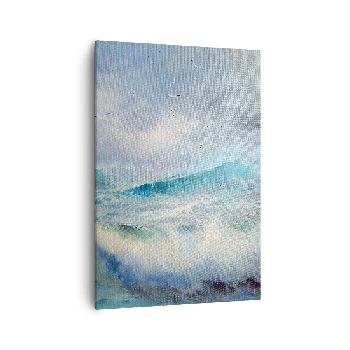 Cuadro sobre lienzo - Impresión de Imagen - Olas fuertes en el océano - 70x100cm - La fuerza del viento - Decoración de pared moderna para salón y dormitorio ARTTOR
