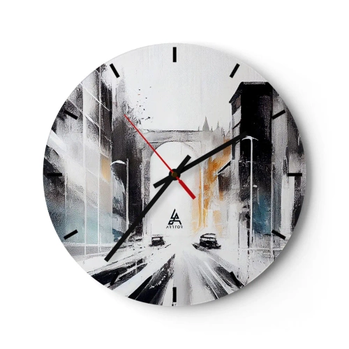 Reloj de pared - Reloj de vidrio - Estudio de la ciudad: arquitectura y movimiento - 40x40 cm