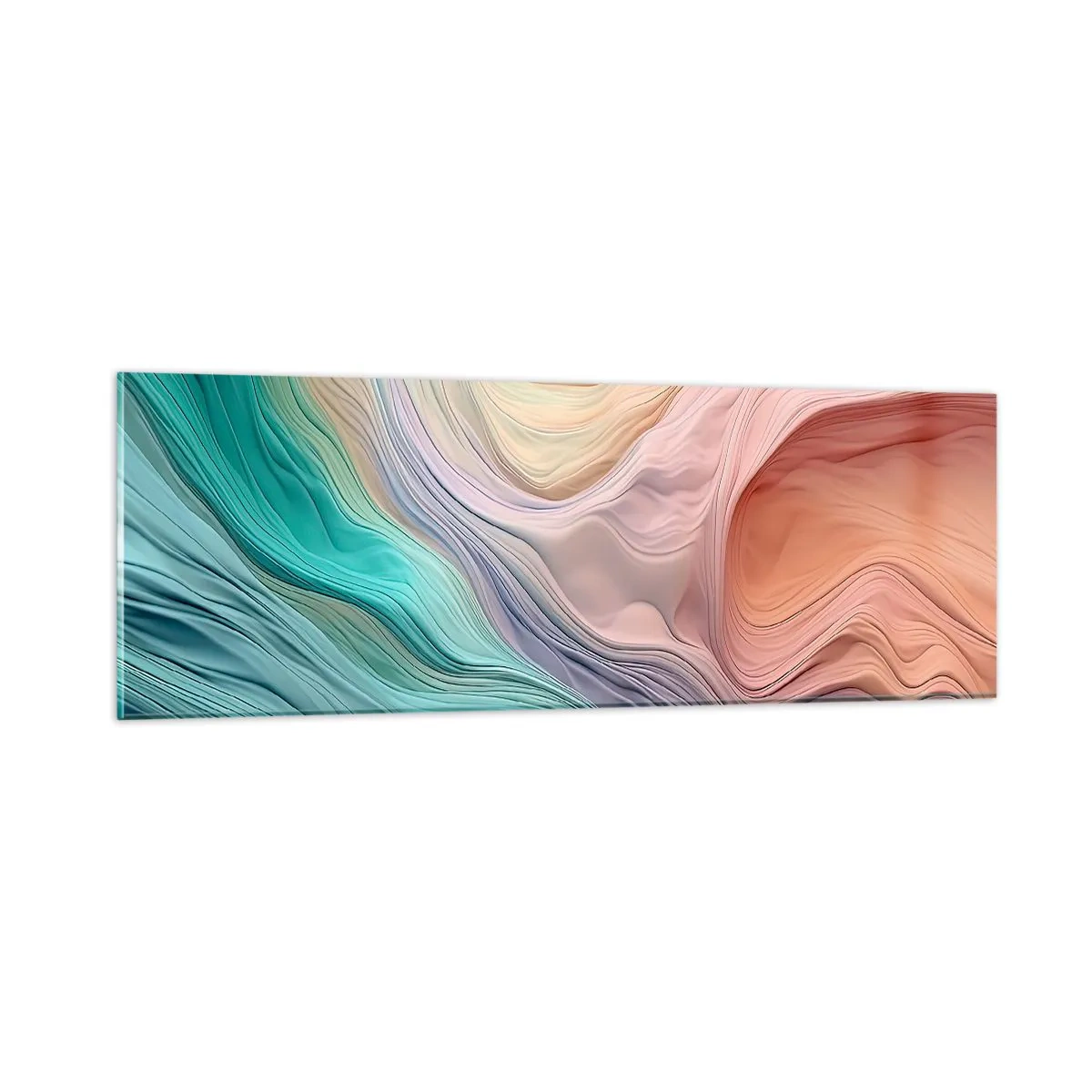 Cuadro sobre vidrio - Impresiones sobre Vidrio - Ola arco iris - 90x30 cm