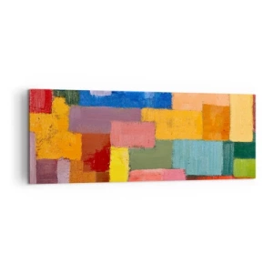 Cuadro sobre lienzo - Impresión de Imagen - Rectángulos abstractos coloridos en diferentes tonos. - 140x50cm - Cada una diferente, todas coloridas - Decoración de pared moderna para salón y dormitorio ARTTOR