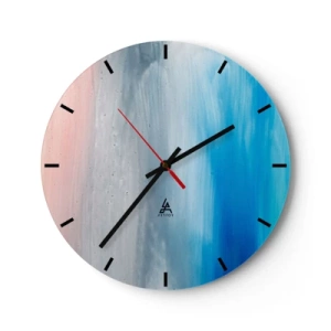 Reloj de pared - Reloj de vidrio - Transiciones de color pastel desde el rosa, pasando por el gris, hasta el azul intenso. - 30x30cm - Elementos: aire - Decoración de pared moderna para salón, cocina y dormitorio ARTTOR