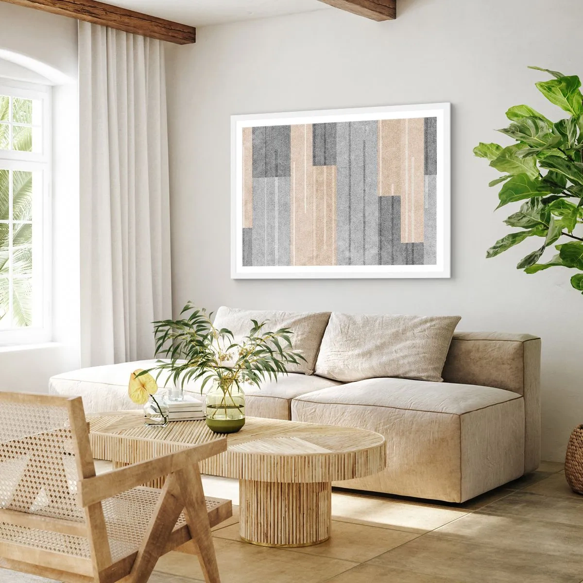 Póster en marco blanco - Composición: sostener la vertical - 91x61 cm