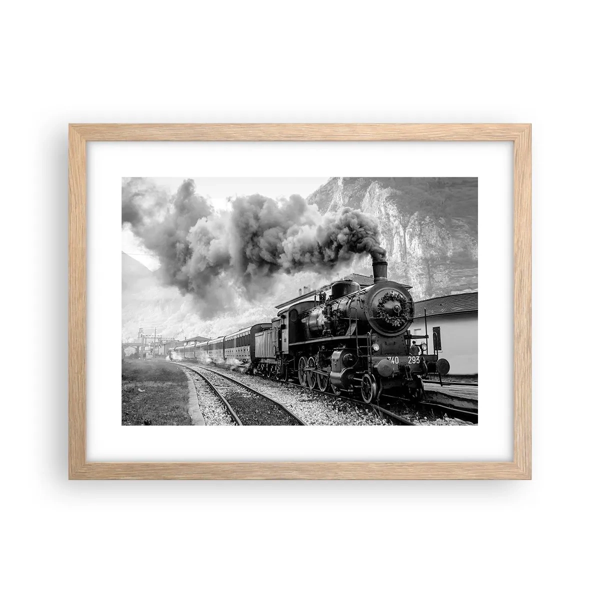 Póster en marco roble claro - Rumbo a la estación... - 40x30 cm