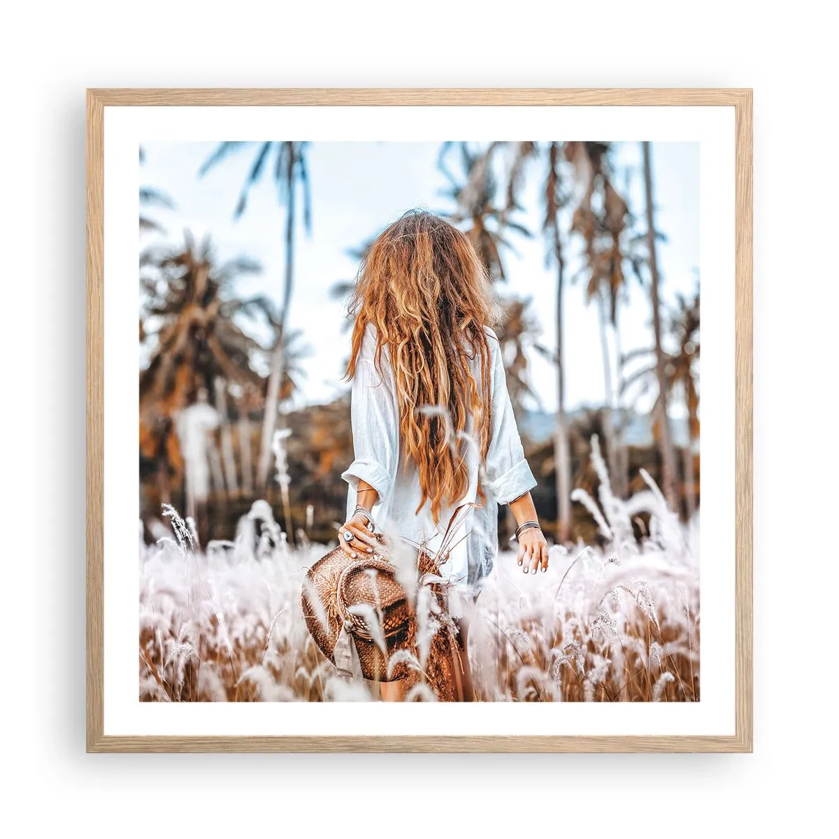 Póster en marco roble claro - Nacida en el plumón de la Tierra - 60x60 cm