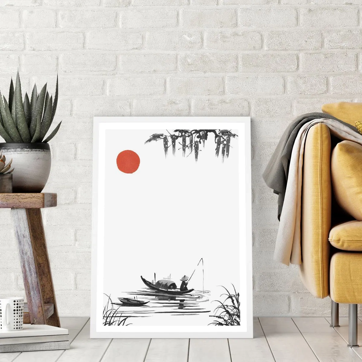 Póster en marco blanco - Una tarde asiática - 61x91 cm