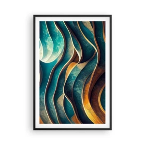 Póster en marco negro - Meandros de azul - 61x91 cm