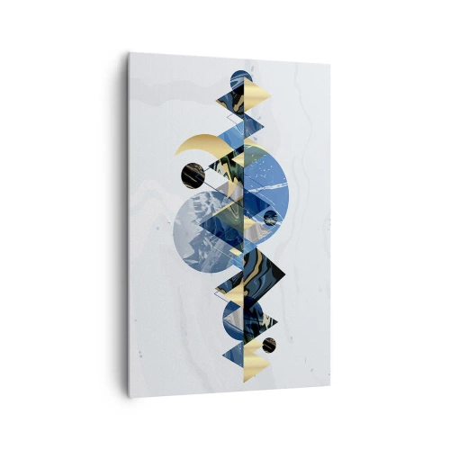 Cuadro sobre lienzo - Impresión de Imagen - Patrones geométricos abstractos con motivos montañosos - 80x120cm - Paisaje geométrico - Decoración de pared moderna para salón y dormitorio ARTTOR