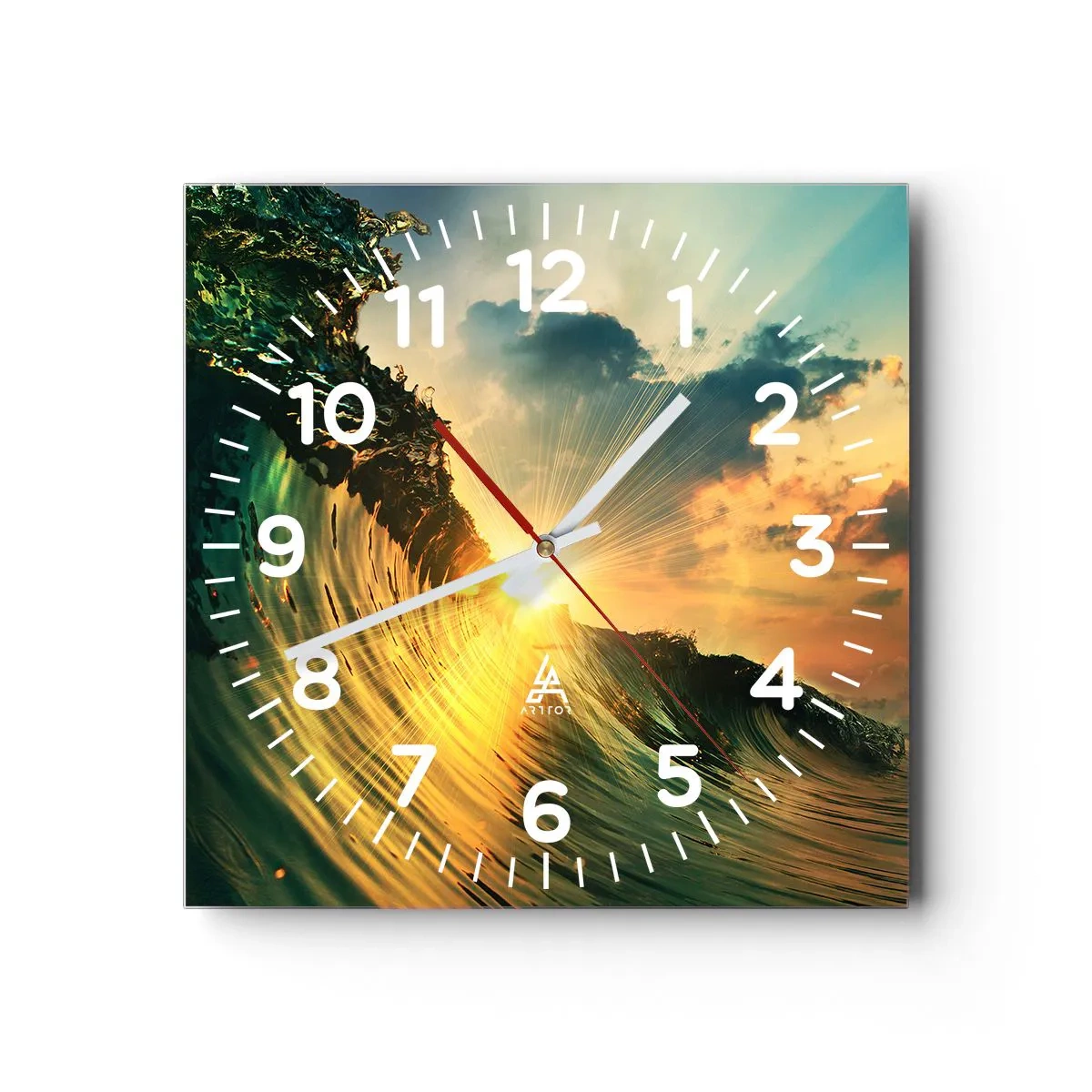 Reloj de pared - Reloj de vidrio - Surfer, ¿dónde estás? - 30x30 cm
