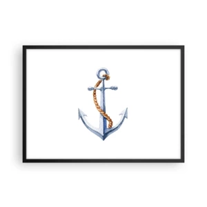 Póster en marco negro - Ancla con cuerda en estilo acuarela - 70x50cm - ¡Ah, aventura! - Decoración de pared moderna para salón y dormitorio ARTTOR