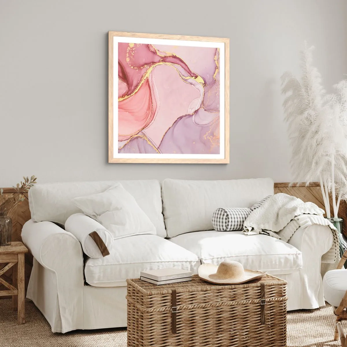 Póster en marco roble claro - Caricia de colores - 30x30 cm