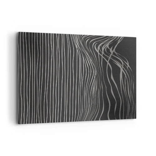 Cuadro sobre lienzo - Impresión de Imagen - Líneas blancas sobre un fondo gris oscuro en una disposición abstracta. - 100x70cm - Ritmo y acento - Decoración de pared moderna para salón y dormitorio ARTTOR