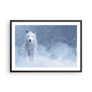 Póster en marco negro - Lobo blanco en un paisaje nevado - 70x50cm - El espíritu del invierno - Decoración de pared moderna para salón y dormitorio ARTTOR