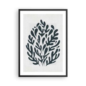 Póster en marco negro - Composición de plantas negras sobre un fondo claro. - 50x70cm - Formas de la naturaleza - Decoración de pared moderna para salón y dormitorio ARTTOR