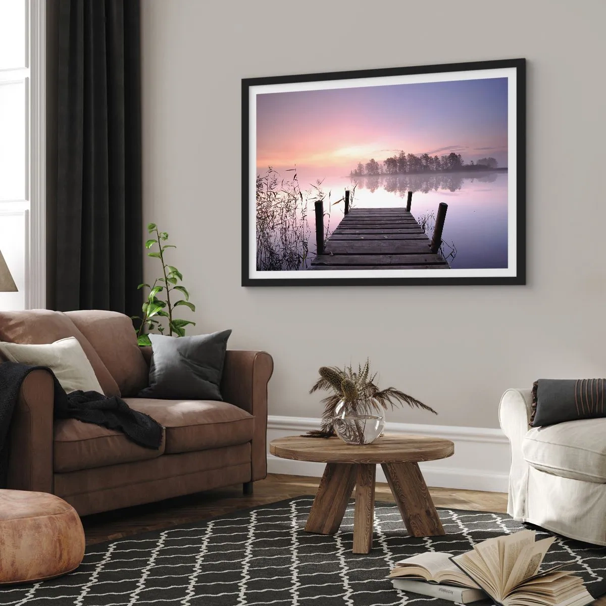 Póster en marco negro - De la niebla lila... - 91x61 cm