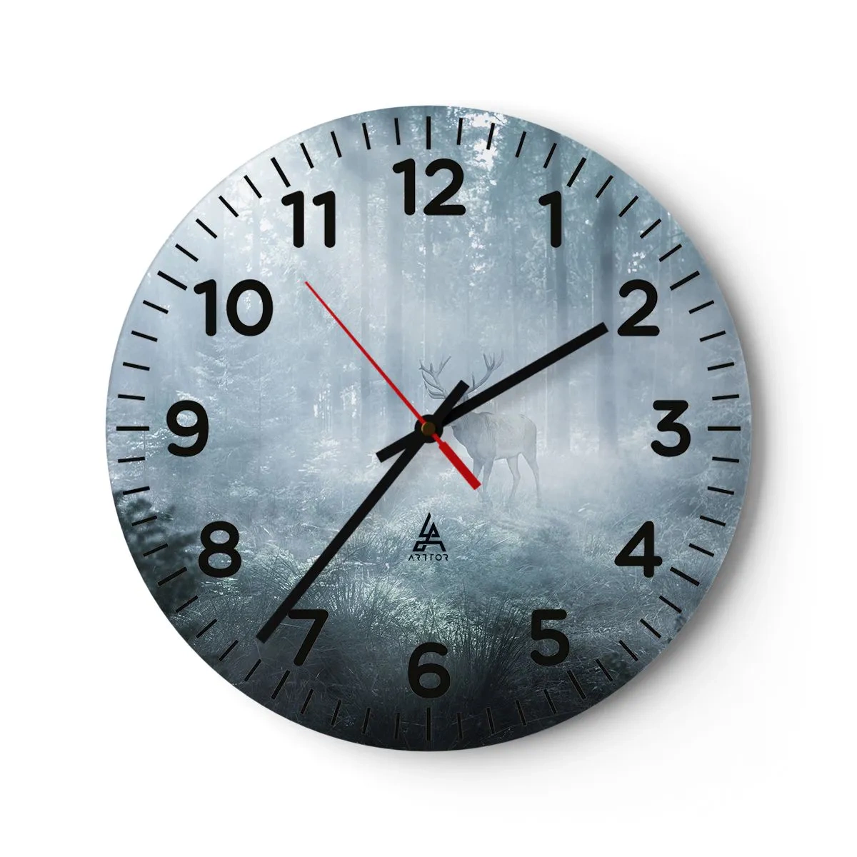 Reloj de pared - Reloj de vidrio - Ronda matutina por la finca - 30x30 cm