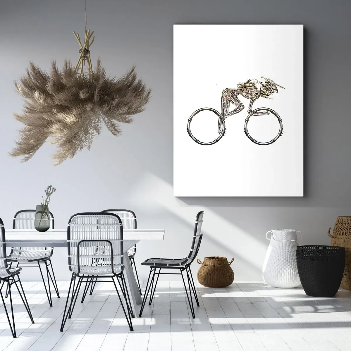 Cuadro sobre lienzo - Impresión de Imagen - Una bicicleta mecánica con un diseño futurista. - 50x70cm - Una magnífica máquina - Decoración de pared moderna para salón y dormitorio ARTTOR