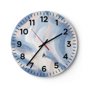 Reloj de pared - Reloj de vidrio - Ondas azules - 30x30 cm
