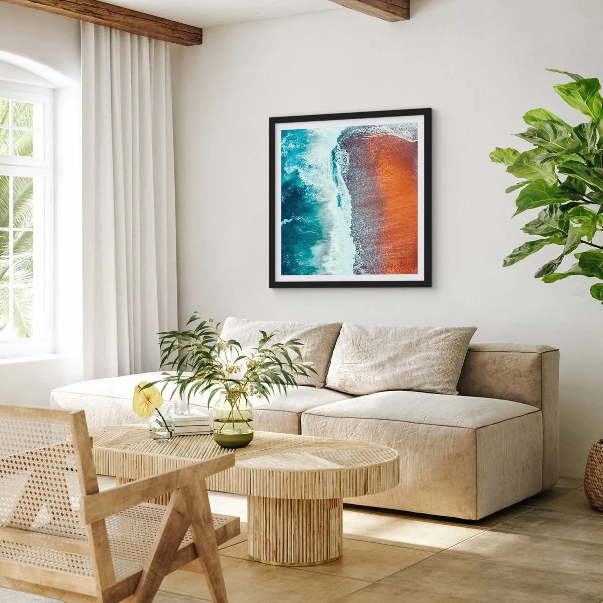 Póster en marco negro - Un toque de océano - 50x50 cm