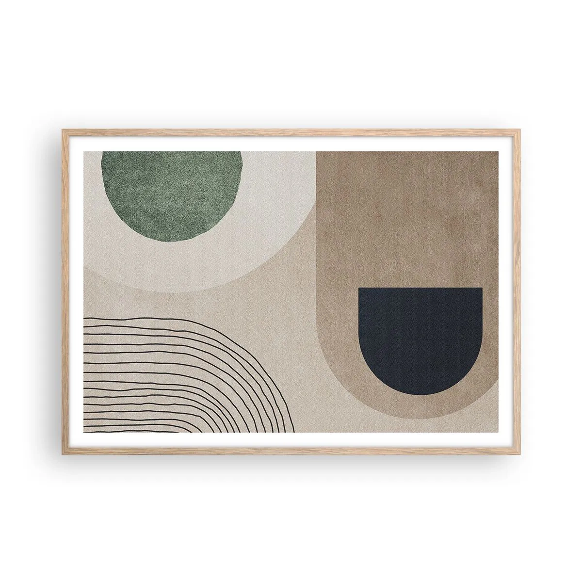 Póster en marco roble claro - La delicadeza de un óvalo - 100x70 cm