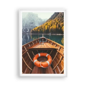 Póster en marco blanco - Viaje a la montaña - 70x100 cm