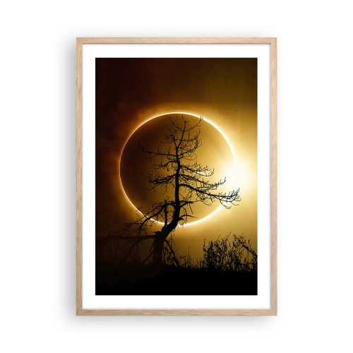 Póster en marco roble claro - Eclipse total - 50x70 cm
