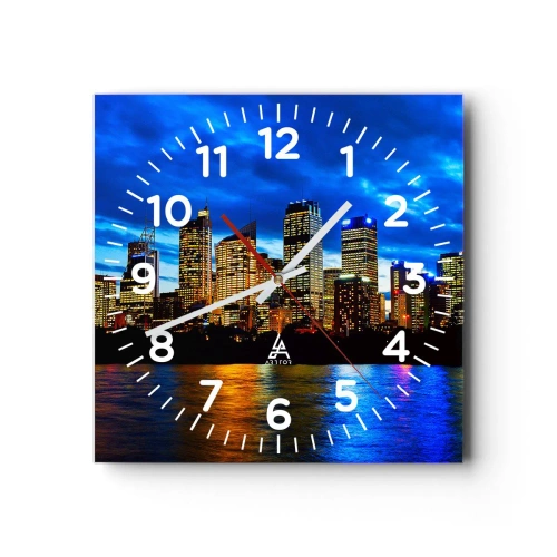 Reloj de pared - Reloj de vidrio - Noche de luces y colores - 40x40 cm