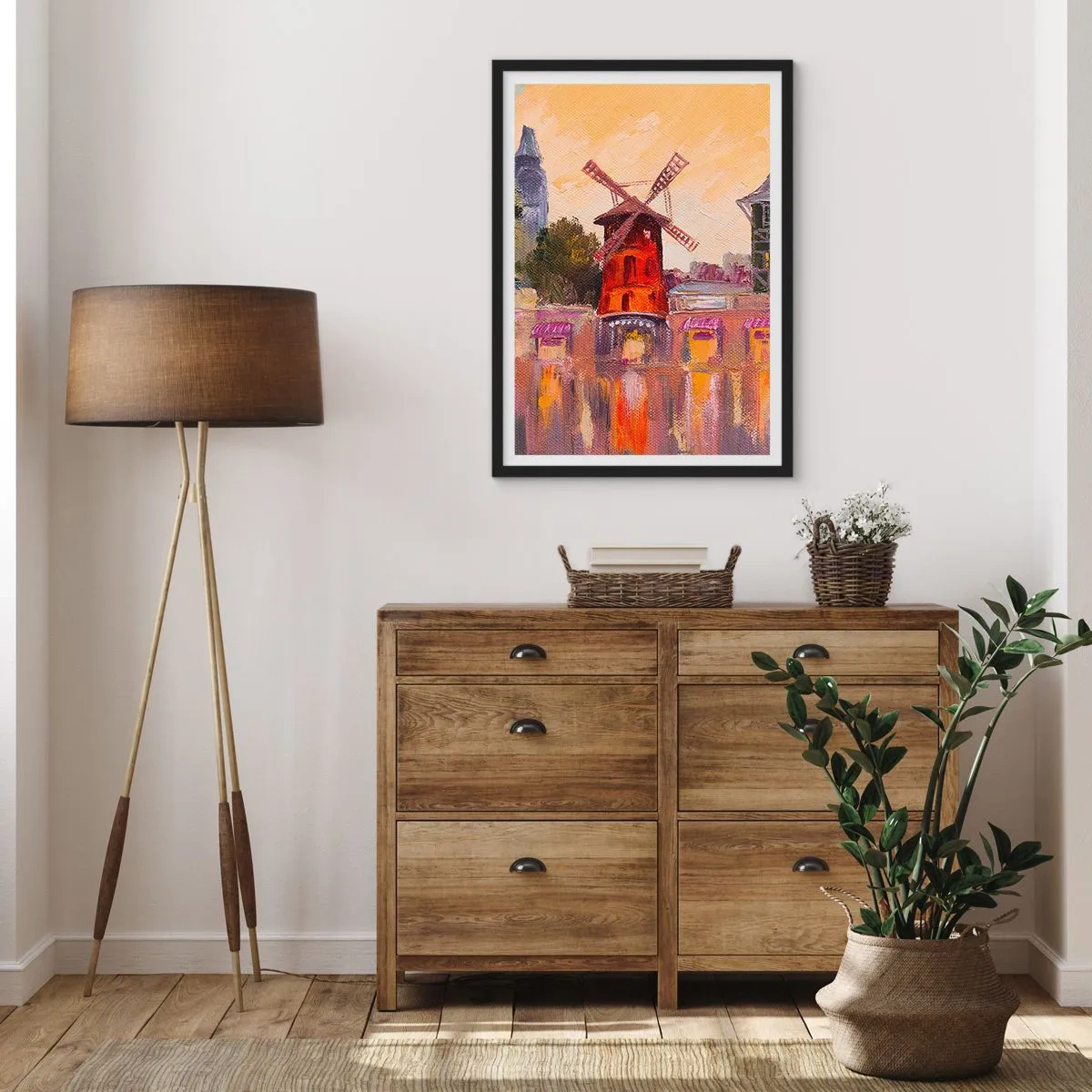 Póster en marco negro - Iconos parisinos - Moulin Rouge - 70x100 cm