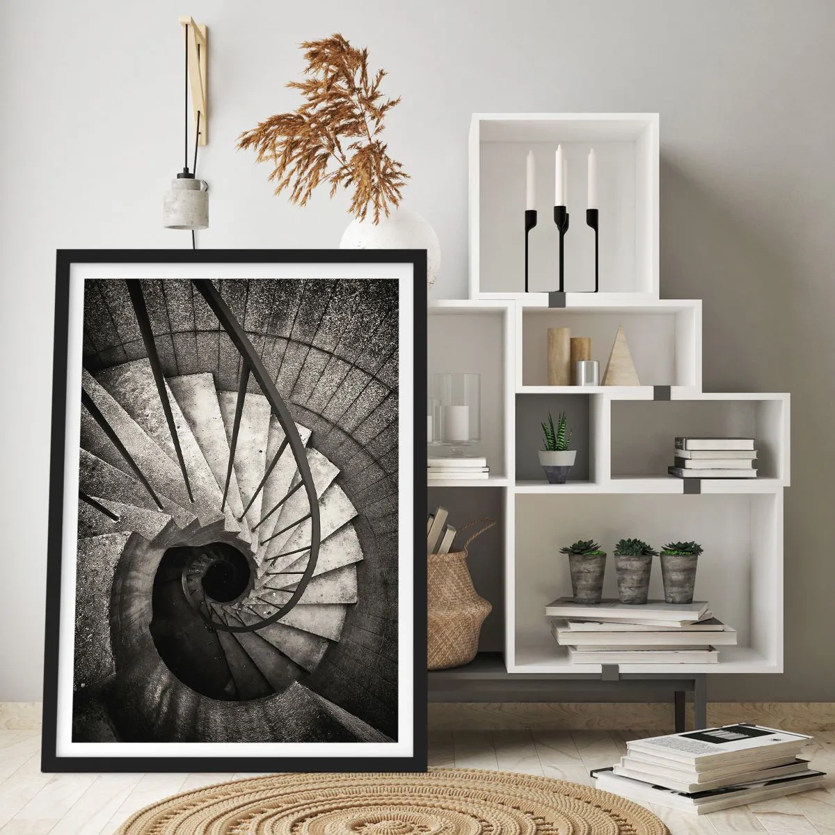Póster en marco negro - Escaleras arriba, escaleras abajo - 40x50 cm