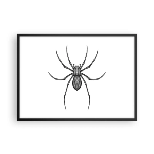 Póster en marco negro - Detalle de una araña sobre un fondo blanco en estilo de dibujos animados. - 70x50cm - Precisión inquietante - Decoración de pared moderna para salón y dormitorio ARTTOR