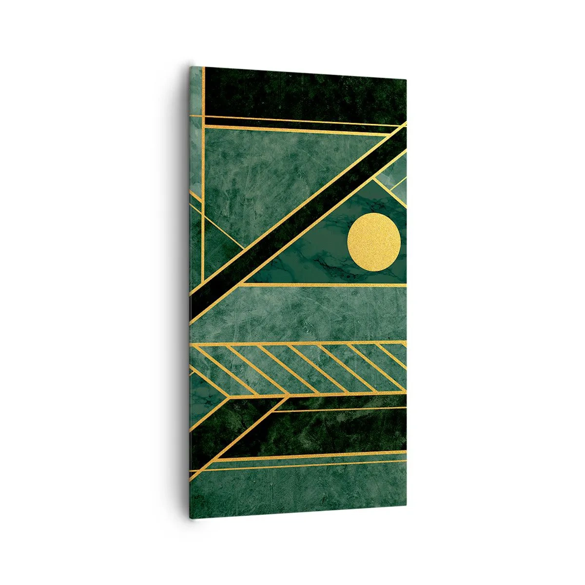 Cuadro sobre lienzo - Impresión de Imagen - La dinámica del oro y el azul - 65x120 cm