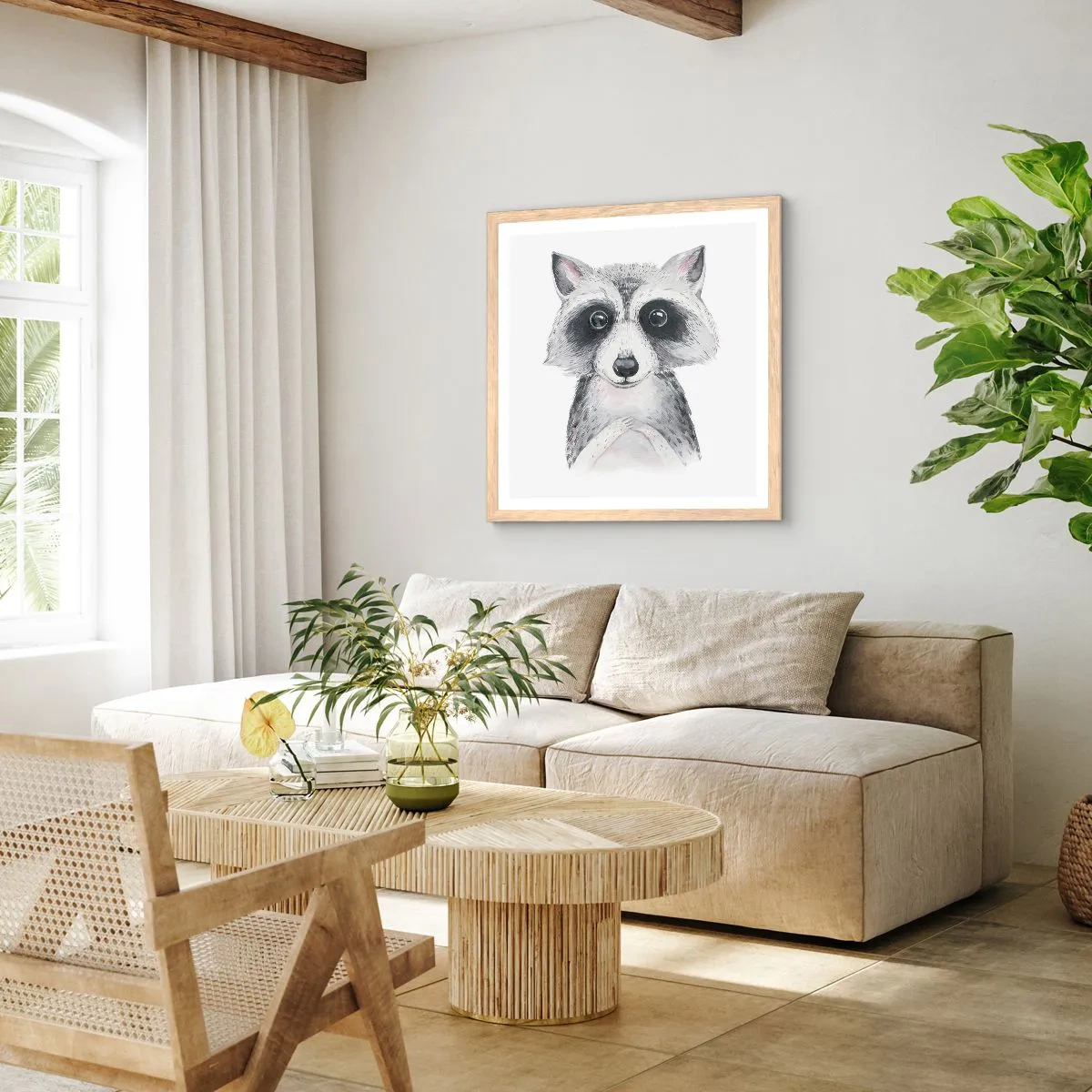 Póster en marco roble claro - Un momento para la emoción - 50x50 cm