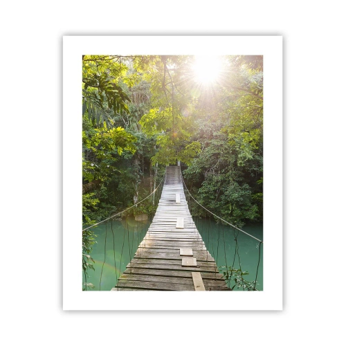 Póster - Sobre el agua azul hacia el bosque - 40x50 cm