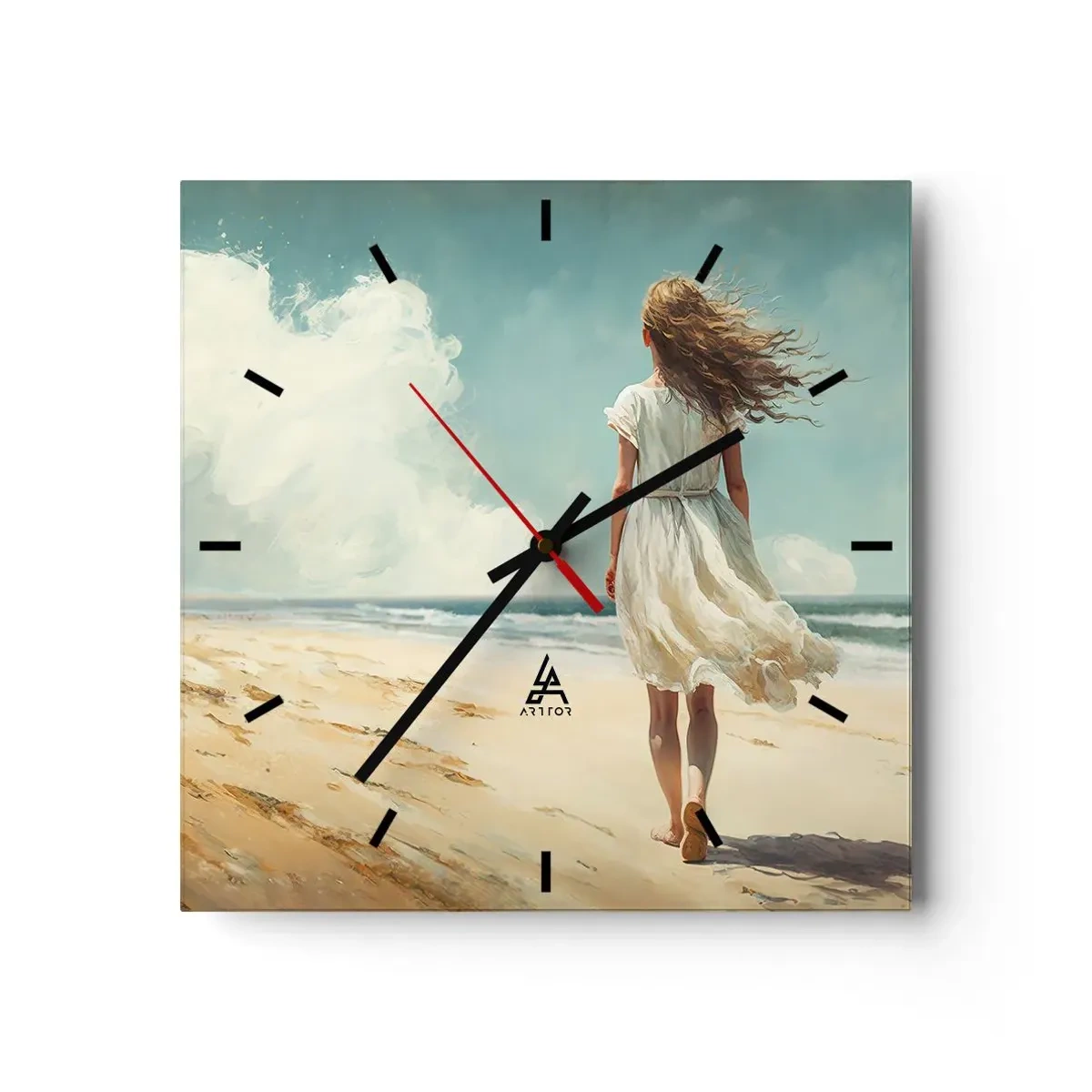 Reloj de pared - Reloj de vidrio - Al encuentro del sol y del viento - 40x40 cm